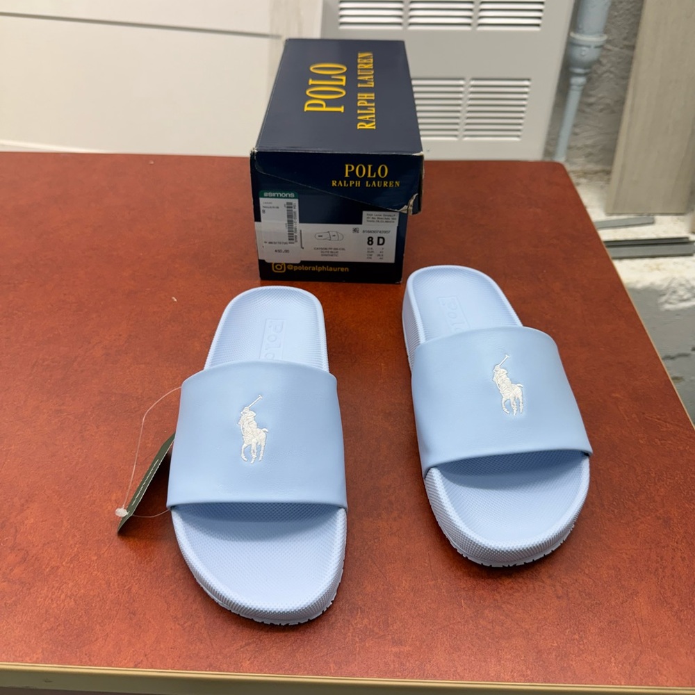 Polo by Ralph Lauren Men's Blue Slides. Brand New